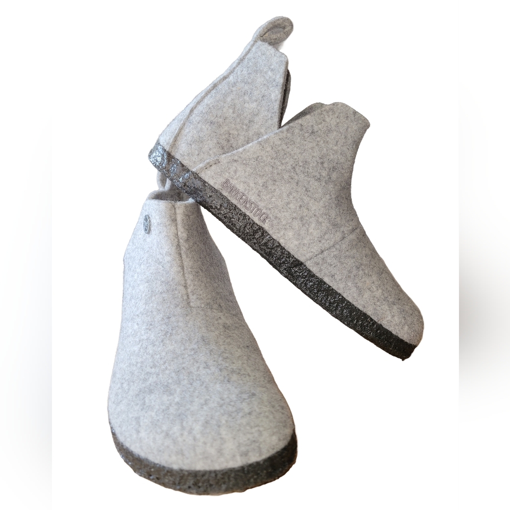 Birkenstock Andermatt Shearling Wool Felt Ankle Bootie Light Gray Size 5 EU 36